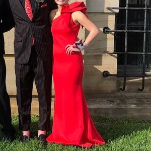 Red One Shoulder Prom Dress